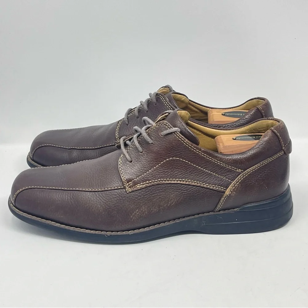 Johnston & Murphy Hunley Shoes Mens 11.5 M Brown Leather Stitched Casual Lace Up